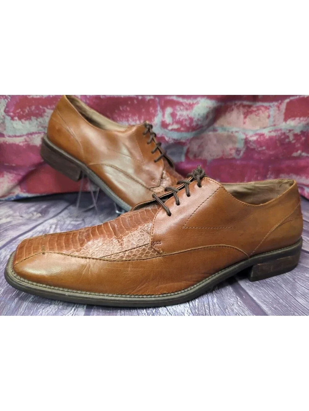 Stacy Adams Genuine Snake Skin Dress Shoes Oxford Loafers Formal Brown Mens 10.5